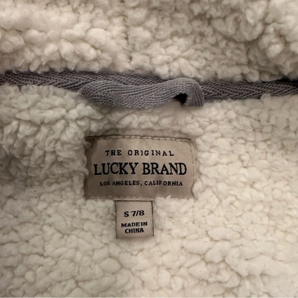 Lucky Brand‎ Hoodie Boys 7/8 Gray Sherpa Lined Luckyville Bulldogs Full Zip